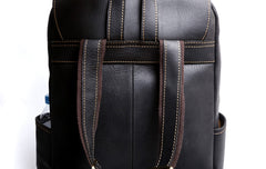 Genuine Leather Mens Cool Backpack Sling Bag Large Black Travel Bag Hiking Bag for men