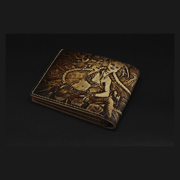 Handmade Leather Tooled League of Legends LOL Jinx Mens billfold Wallet Cool Leather Wallet Slim Wallet for Men