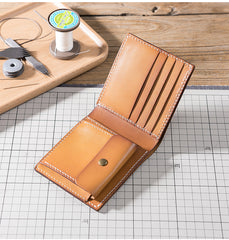 Handmade Leather Mens Cool Slim Leather Wallet Men Small Wallets Bifold for Men