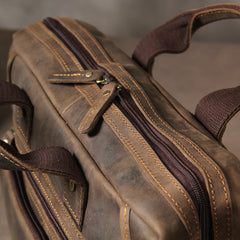 Handmade Genuine Leather Mens Vintage Coffee Briefcase Shoulder Bag Work Bag Laptop Bag Business Bag for Men