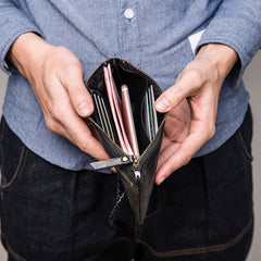 Handmade Leather Mens Chain Biker Wallet Cool Leather Wallet Wrist Wallets for Men - iwalletsmen