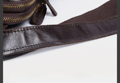 Genuine Leather Mens Cool Chest Bag Sling Bag Crossbody Bag Travel Bag Hiking Bag for men