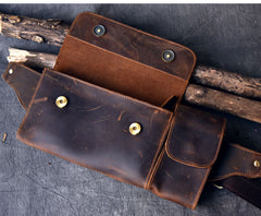 Handmade Vintage Leather Fanny Pack Mens Waist Bag Hip Pack Belt Bag for Men