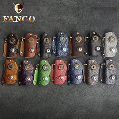 Handmade Leather Floral Mens Cool Car Key Wallet Coin Wallet Pouch Car KeyChain for Men