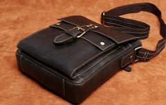 Handmade Leather Mens Cool Messenger Bag Square Bag Chest Bag Bike Bag Cycling Bag for men