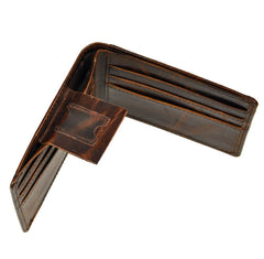 Handmade Leather Mens Cool Slim Leather Wallet Card Wallet Holders Men Small Wallets Bifold for Men