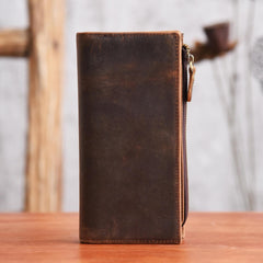 Handmade Leather Mens Cool Long Leather Wallet Cards Clutch Wallet for Men - iwalletsmen