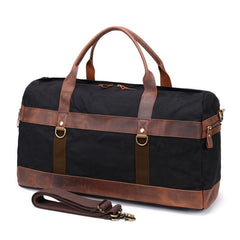 Mens Waxed Canvas Leather Weekender Bag Canvas Large Travel Bag for Men - iwalletsmen