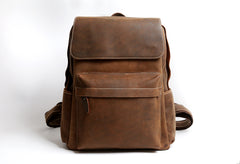 Genuine Leather Mens Cool Backpack Sling Bag Large Black Travel Bag Hiking Bag for men