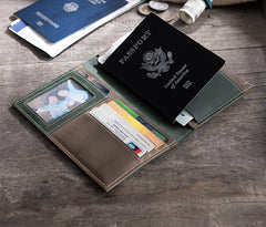 Handmade Leather Mens Travel Wallet Passport Leather Wallet billfold Long Wallets for Men