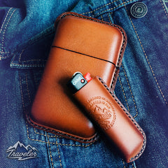Brown Leather Mens Cigarette Holder Case Vintage Custom Cigarette Case for Men - iwalletsmen