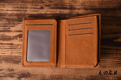 Handmade Mens Cool billfold Leather Wallet Men Small Slim Wallets Bifold for Men - iwalletsmen