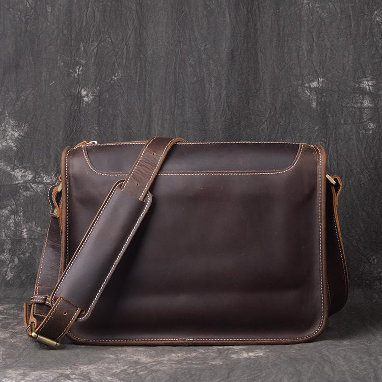 Cool Leather Men Vintage Coffee Messenger Bag Shoulder Bags for Men - iwalletsmen