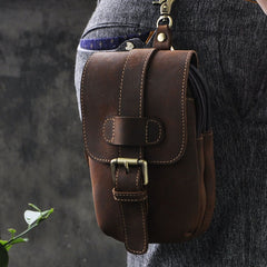 Leather Belt Pouch Mens Waist Bag Small Case for Men