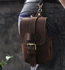 Leather Belt Pouch Mens Waist Bag Small Case for Men