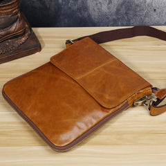 Genuine Leather Mens Cool Small Messenger Bag Square Bag Chest Bag Bike Bag Cycling Bag for men