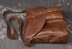 Handmade Leather Mens Cool Small Messenger Bag iPad Bag Chest Bag Bike Bag Cycling Bag for men
