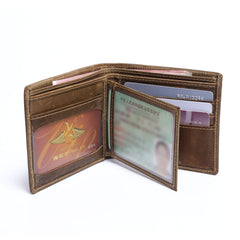 Genuine Leather Mens Cool Slim Leather Wallet Men Small Wallets Bifold for Men