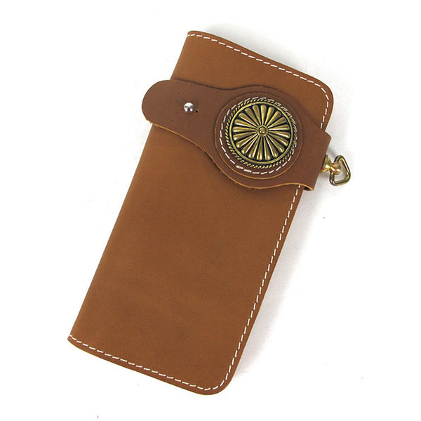 [On Sale] Handmade Mens Long Biker Wallet with Chain Cool Leather Biker Chain Wallet - iwalletsmen