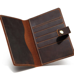 Handmade Mens Leather Small Slim Passport Wallet Vintage Bifold Long Wallet For Men - iwalletsmen