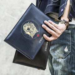 Handmade Leather Mens Clutch Cool Slim Wallet Zipper Clutch Wristlet Wallet for Men - iwalletsmen