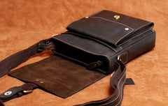 Handmade Leather Mens Cool Messenger Bag Square Bag Chest Bag Bike Bag Cycling Bag for men
