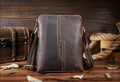 Handmade Leather Mens Cool Small Messenger Bag iPad Bag Chest Bag Bike Bag Cycling Bag for men