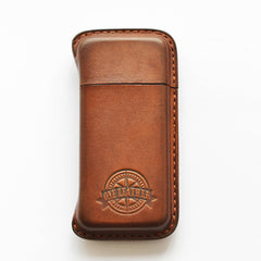 Handmade Brown Leather Womens 10pcs Cigarette Holder Case Cool Custom Cigarette Case for Women - iwalletsmen