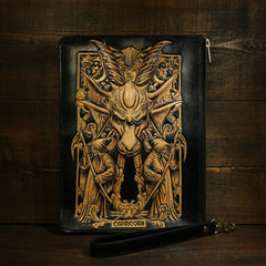 Handmade Leather Tooled CONSTELLATION Mens Cool Long Leather iPad Bag Wristlet Clutch Wallet for Men