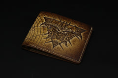 Handmade Leather Tooled Diablo3 Mens billfold Wallet Cool Leather Wallet Slim Wallet for Men