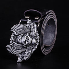Handmade Genuine Leather Punk Rock Western Country Skull Mens Cool Men Biker Trucker Leather Belt