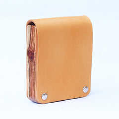 Wooden Beige Leather Mens Cigarette Case Cool Custom Cigarette Holder for Men - iwalletsmen