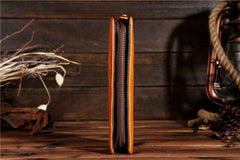 Handmade Leather Mens Clutch Wallet Cool Leather Wallet Long Phone Wallets for Men