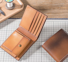 Handmade Leather Mens Cool Slim Leather Wallet Men Small Wallets Bifold for Men