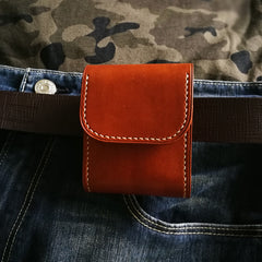 Brown Leather Mens Cigarette Case Cigarette Holder Belt Pouch with Belt Loop for Men - iwalletsmen