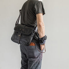 Genuine Leather Mens Cool Messenger Bag iPad Bag Chest Bag Bike Bag Cycling Bag for men