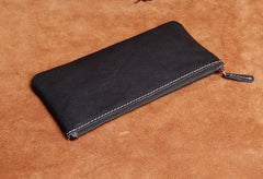 Genuine Leather Mens Cool Long Leather Wallet Slim Zipper Clutch Wristlet Wallet for Men