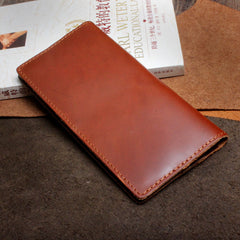 Handmade Leather Mens Cool Long Leather Wallet Clutch Wristlet Wallet for Men