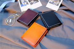 Handmade Leather Mens Cool Slim Front Pocket Card Wallet Leather Wallet Men Small Wallets  for Men