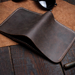 Handmade Leather Mens Cool Slim Leather Wallet Men Small Wallets Bifold for Men