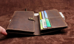 Handmade Leather Mens Wallet Cool Long Leather Wallet Clutch Wristlet Wallet for Men