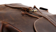 Handmade Leather Mens Cool Backpack Sling Bag Large Black Travel Bag Hiking Bag for men