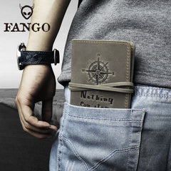 Handmade Leather Mens Cool billfold Wallet Passport Card Holder Small Card Slim Wallets for Men