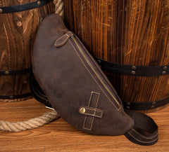 Leather Mens Fanny Pack Waist Bag Hip Pack Belt Bag Bumbag for Men