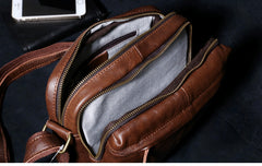 Genuine Leather Mens Cool Messenger Bag Square Bag Chest Bag Bike Bag Cycling Bag for men