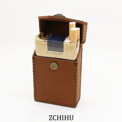 Handmade Leather Cigarette Holder Mens Brown Cool Cigarette Holder Case for Men - iwalletsmen