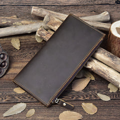 Handmade Leather Mens Cool Long Leather Wallet Passport Wallet Travel Wallet for Men