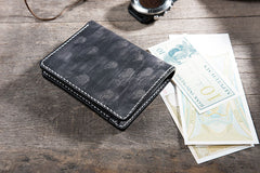 Handmade Leather Mens Cool Slim Leather Wallet Men Small Wallets Bifold for Men