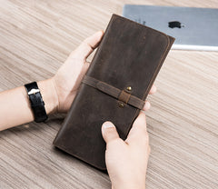 Handmade Leather Mens Clutch Wallet Cool Leather Wallet Long Phone Wallets for Men - iwalletsmen