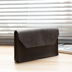 Handmade Leather Mens Clutch Cool Large Wallet Clutch Wristlet Wallet for Men